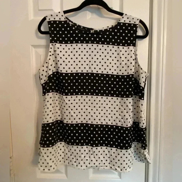 TALBOTS sleeveless black and white polka dot blouse size‎ Large Office Wear - Picture 1 of 4